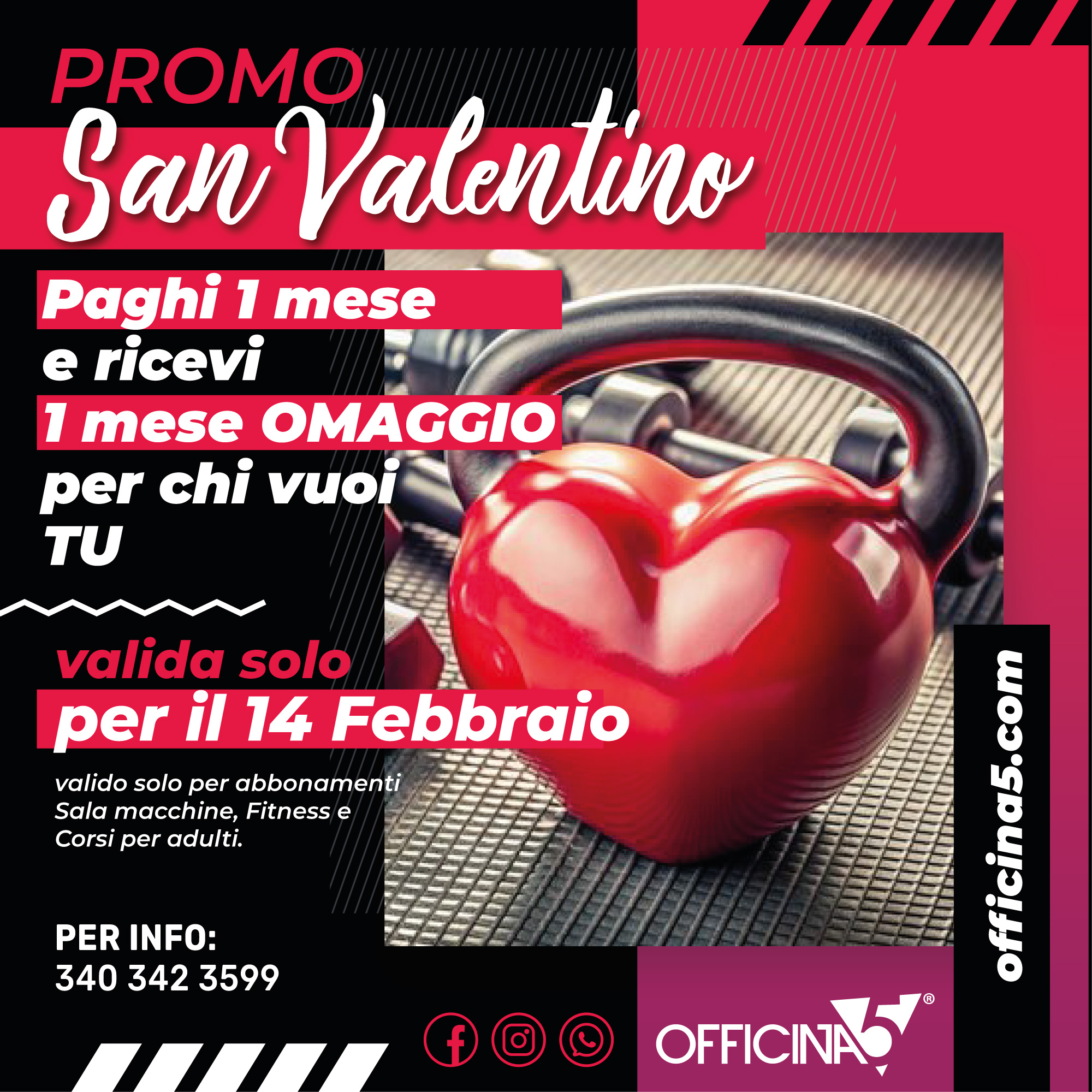 A San Valentino, regalati e regala il benessere! Da Officina5 arriva una promo imperdibile, valida solo il 14 febbraio!!